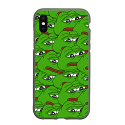 Чехол iPhone XS Max матовый Sad frogs, цвет: 3D-темно-зеленый