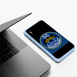 Чехол iPhone XS Max матовый ВС РФ: Военная разведка, цвет: 3D-голубой — фото 2