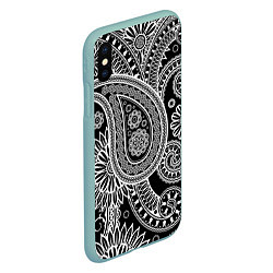 Чехол iPhone XS Max матовый Paisley, цвет: 3D-мятный — фото 2