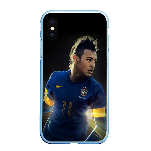 Чехол iPhone XS Max матовый Neymar: Brasil Team / 3D-Голубой – фото 1