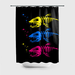 Шторка для ванной Рыбы скелеты
