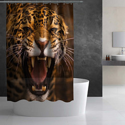 Шторка для душа Ярость леопарда, цвет: 3D-принт — фото 2