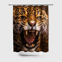 Шторка для душа Ярость леопарда, цвет: 3D-принт