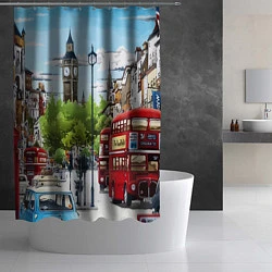 Шторка для душа Улицы Лондона -Big Ben, цвет: 3D-принт — фото 2