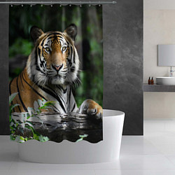 Шторка для душа Тигр в джунглях, цвет: 3D-принт — фото 2