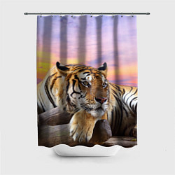 Шторка для душа Тигр на закате, цвет: 3D-принт
