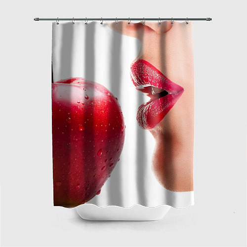 Шторка для ванной Яблоко и губы / 3D-принт – фото 1