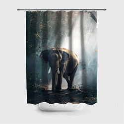 Шторка для ванной Слон в лесу