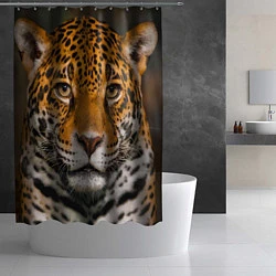 Шторка для душа Взгляд ягуара, цвет: 3D-принт — фото 2