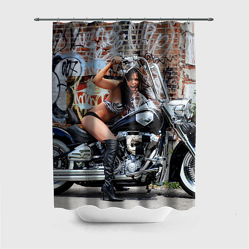 Шторка для ванной Sexy biker girl / 3D-принт – фото 1