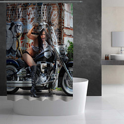 Шторка для душа Sexy biker girl, цвет: 3D-принт — фото 2
