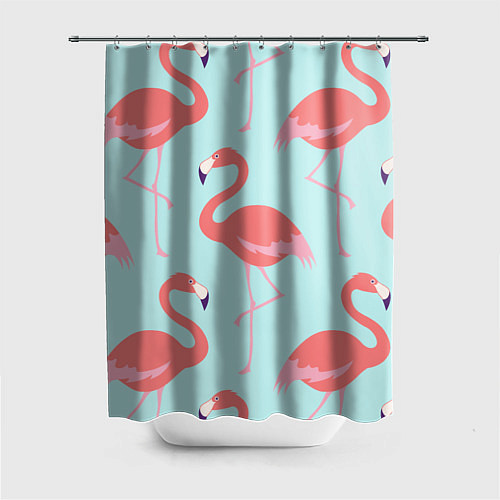 Шторка для ванной Розовые фламинго / 3D-принт – фото 1