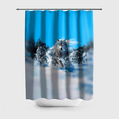 Шторка для ванной Волчья охота / 3D-принт – фото 1