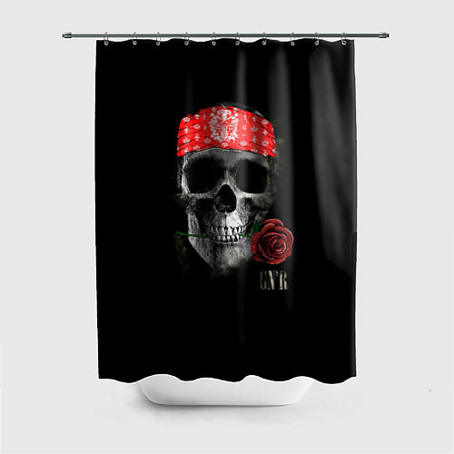 Шторка для ванной Череп с розой / 3D-принт – фото 1