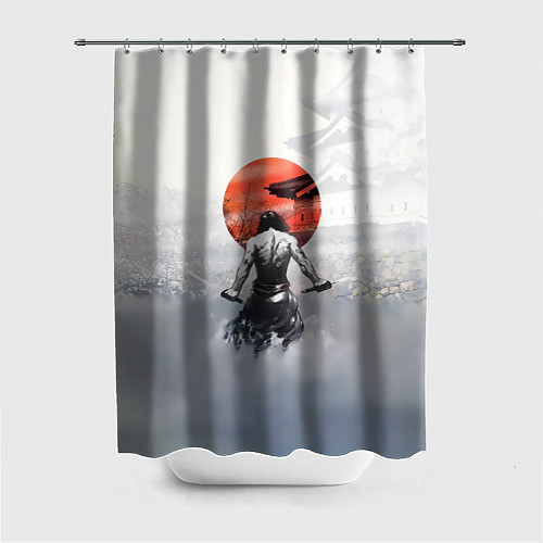 Шторка для ванной Японский самурай / 3D-принт – фото 1