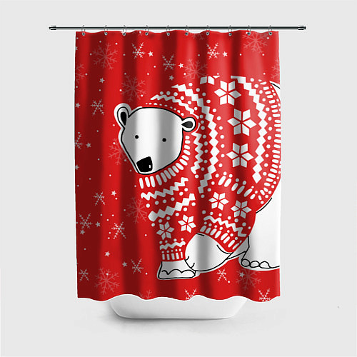 Шторка для ванной Новогодний медведь / 3D-принт – фото 1