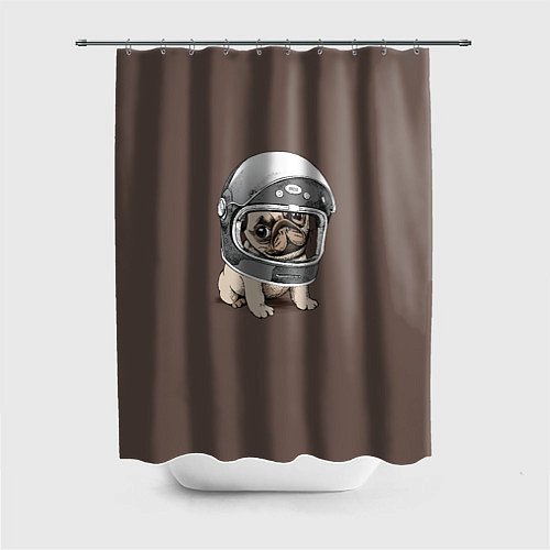 Шторка для ванной Мопс космонавт / 3D-принт – фото 1