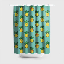 Шторка для душа Веселые ананасы, цвет: 3D-принт