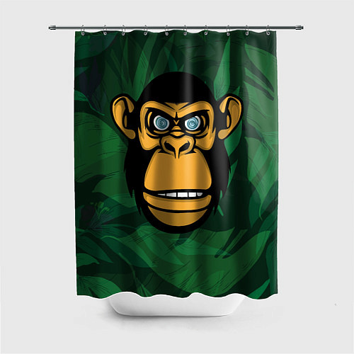 Шторка для ванной Тропическая горилла / 3D-принт – фото 1