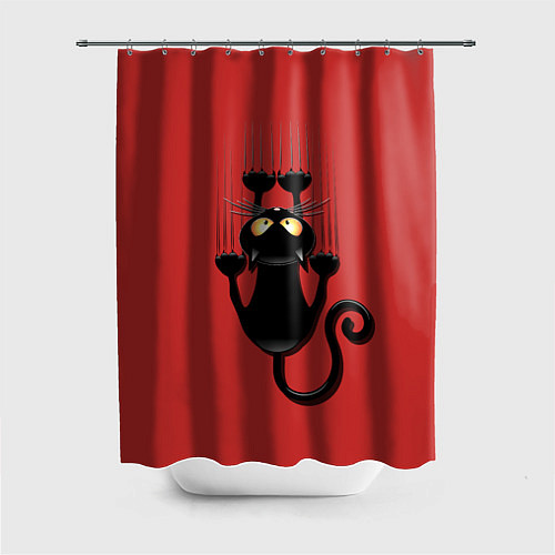 Шторка для ванной Черный кот / 3D-принт – фото 1