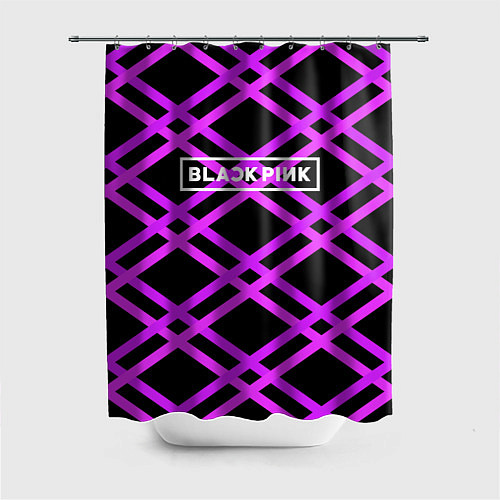 Шторка для ванной Black Pink: Neon Lines / 3D-принт – фото 1