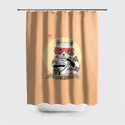 Шторка для ванной Raccoon Love Coffee