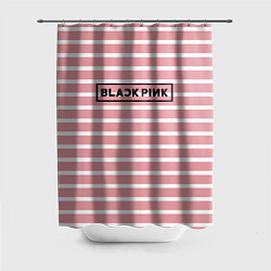 Шторка для ванной Black Pink: Striped Geometry