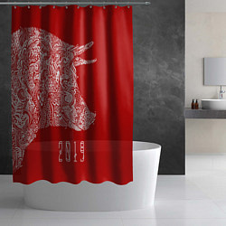 Шторка для душа Красная свинья 2019, цвет: 3D-принт — фото 2