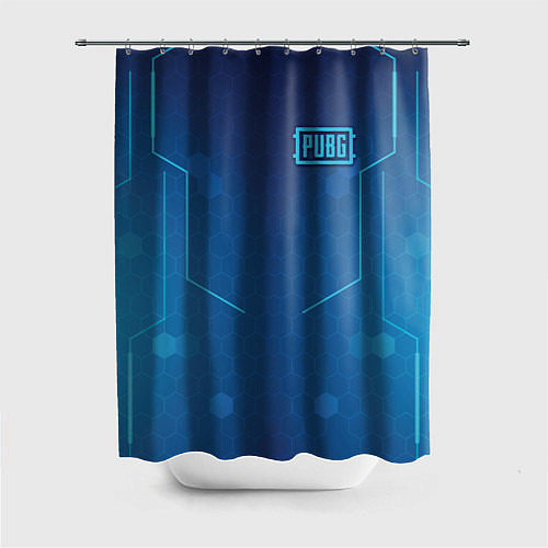 Шторка для ванной PUBG: Blue Hexagons / 3D-принт – фото 1