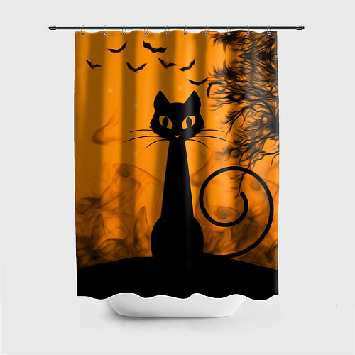 Шторка для ванной Halloween Cat / 3D-принт – фото 1