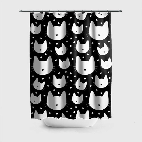 Шторка для ванной Love Cats Pattern / 3D-принт – фото 1