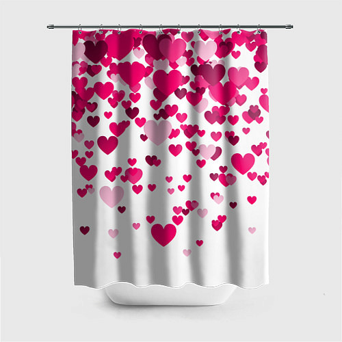 Шторка для ванной Сердца розовые падают / 3D-принт – фото 1