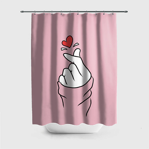 Шторка для ванной Я тебя люблю - корейское сердечко / 3D-принт – фото 1