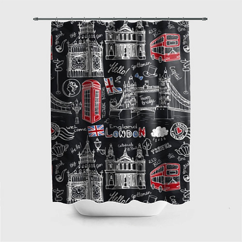 Шторка для ванной Привет Лондон / 3D-принт – фото 1