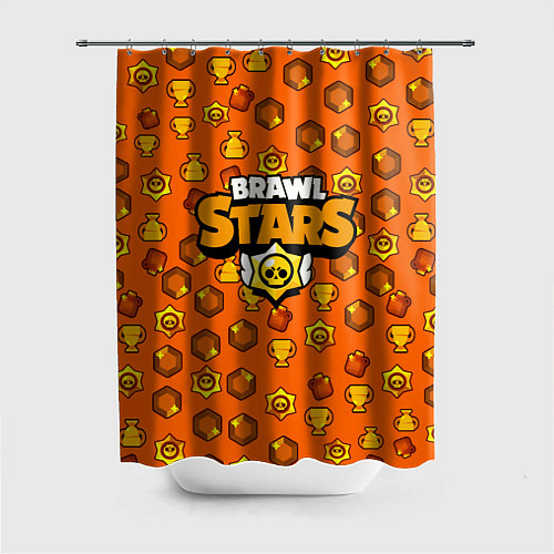 Шторка для ванной Brawl Stars: Orange Team / 3D-принт – фото 1