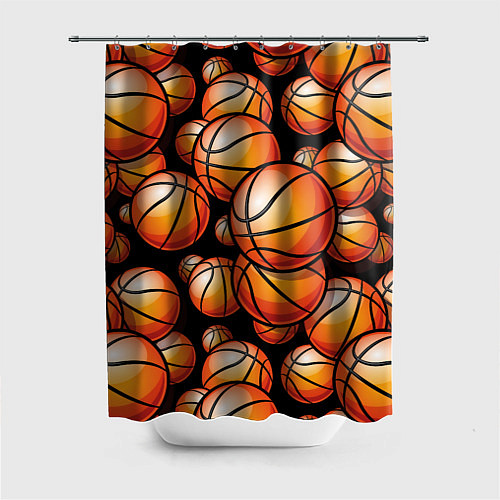 Шторка для ванной Баскетбольные яркие мячи / 3D-принт – фото 1