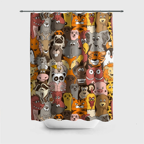 Шторка для ванной Прикольные зверушки / 3D-принт – фото 1