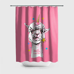 Шторка для душа Hello llamacorn - ice cream, цвет: 3D-принт