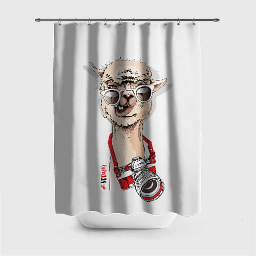 Шторка для ванной Лама с фотоаппаратом / 3D-принт – фото 1