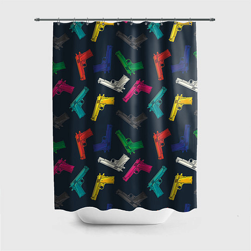 Шторка для ванной Разноцветные пистолеты / 3D-принт – фото 1