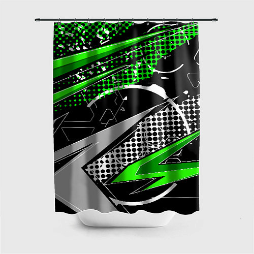 Шторка для ванной Black and green corners / 3D-принт – фото 1