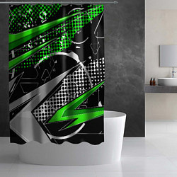 Шторка для душа Black and green corners, цвет: 3D-принт — фото 2