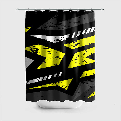 Шторка для ванной Black yellow abstract sport style / 3D-принт – фото 1