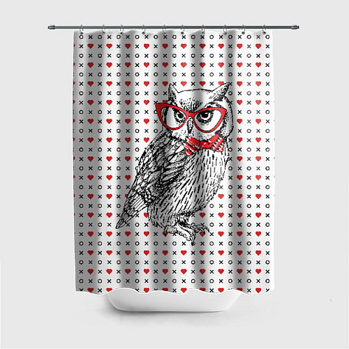Шторка для ванной Мудрая сова в очках / 3D-принт – фото 1