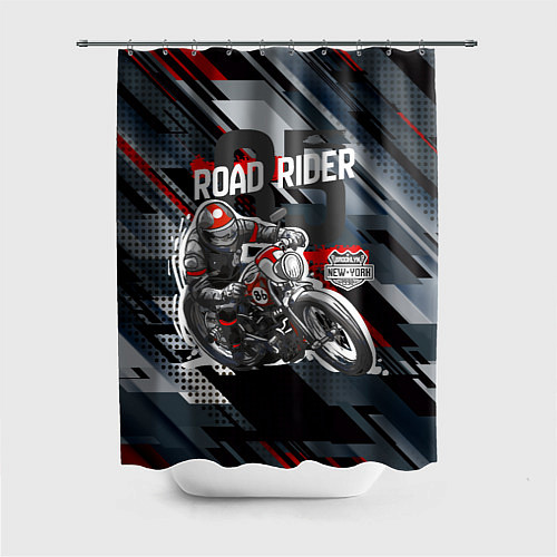 Шторка для ванной Road rider мотоциклист / 3D-принт – фото 1