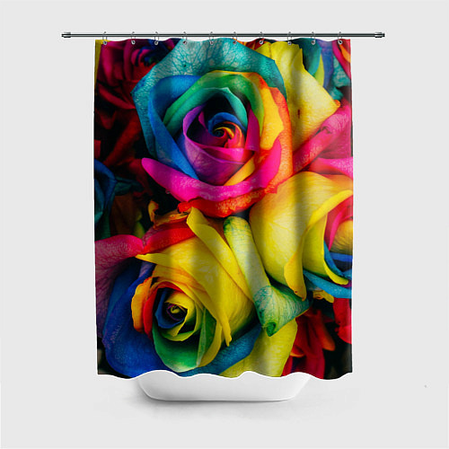 Шторка для ванной Разноцветные розы / 3D-принт – фото 1