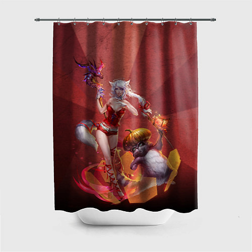 Шторка для ванной Zoomorph and raccoon / 3D-принт – фото 1