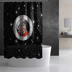 Шторка для душа Юрий Гагарин звездное небо, цвет: 3D-принт — фото 2