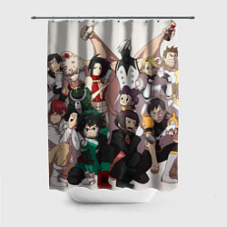 Шторка для душа MY HERO ACADEMIA множество героев, цвет: 3D-принт