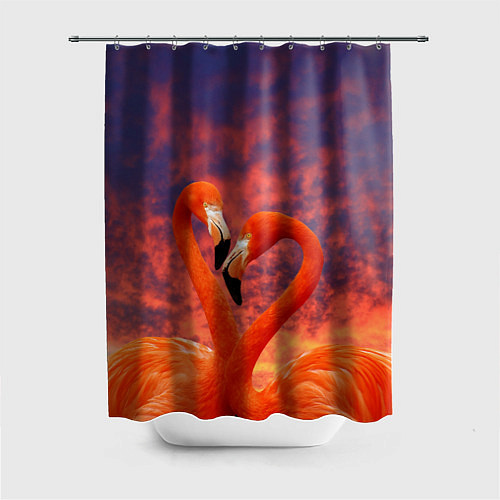 Шторка для ванной Flamingo Love / 3D-принт – фото 1